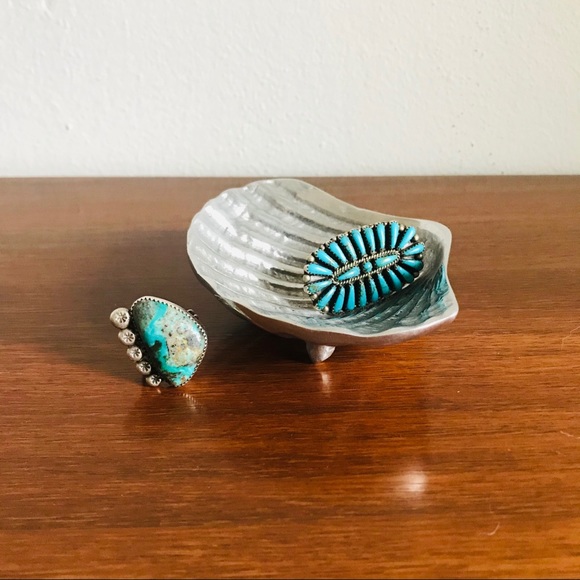 Mexican pewter seashell ring dish